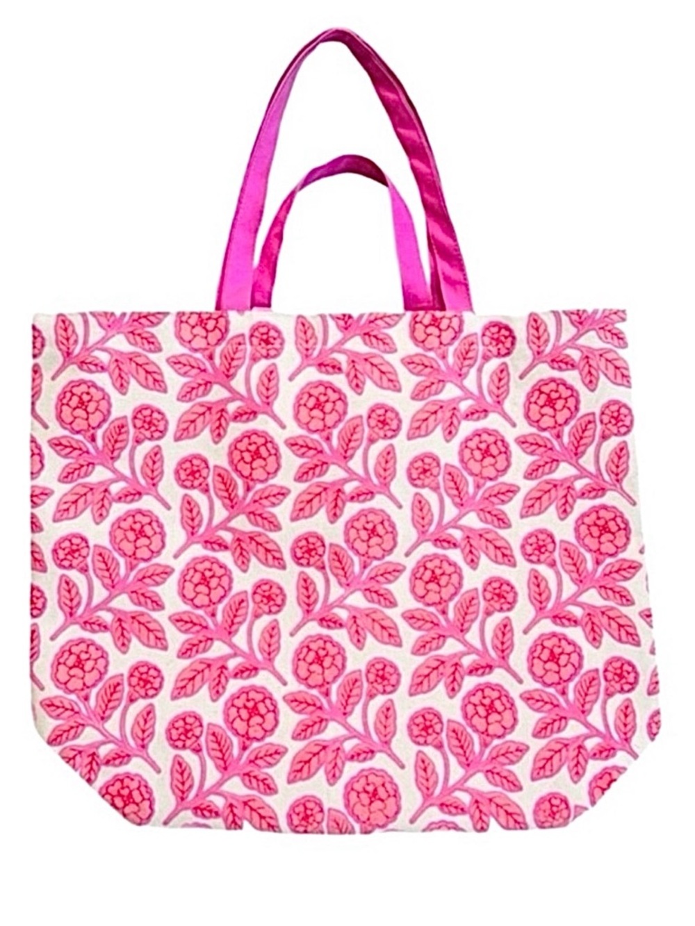 GOOSEBERRY MOON ~ Oversize Pink Floral Canvas Tote w/Water Resistant Interior